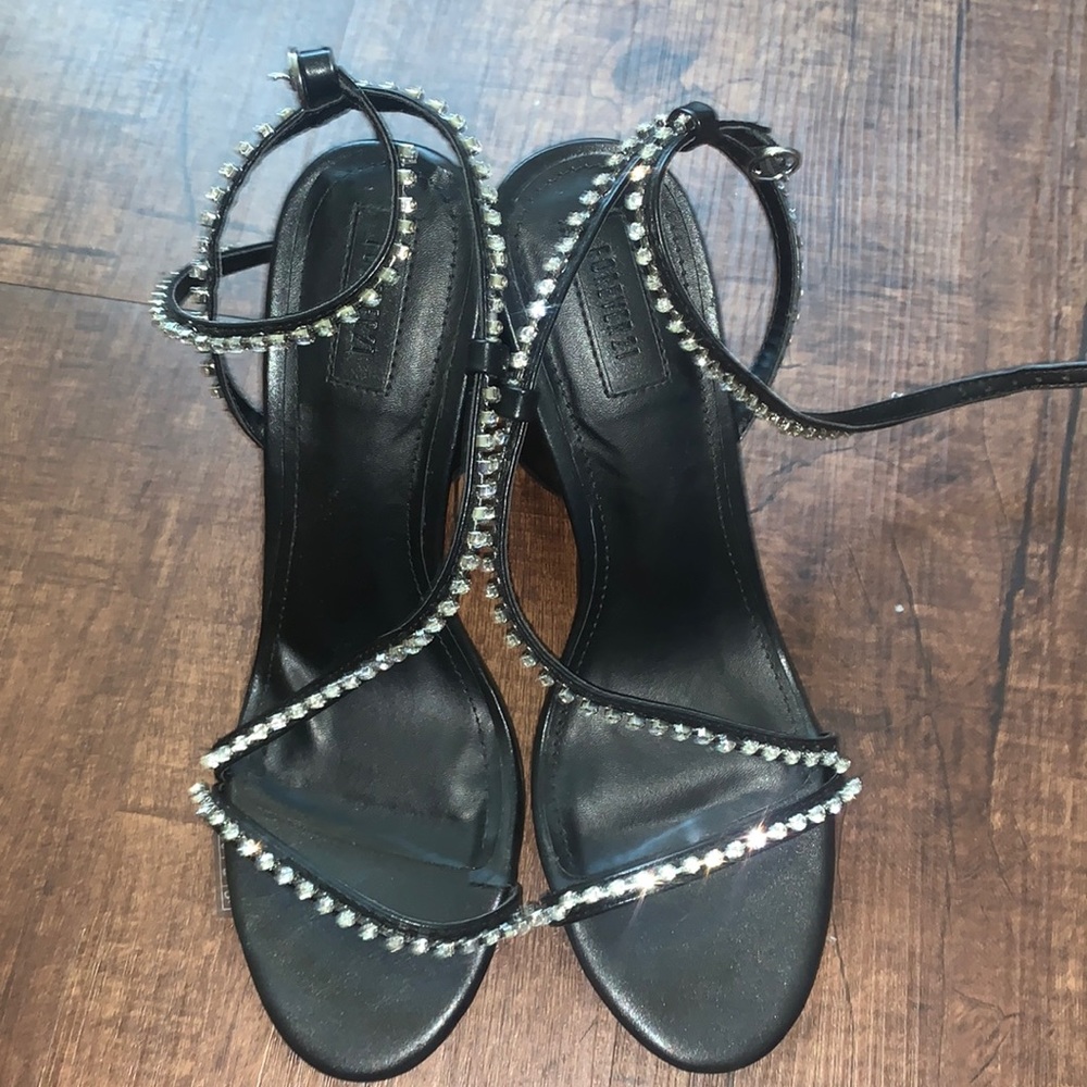 Black rhinestone heels